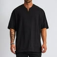 thumbnail image 2 of Men's Loose Trend Fitness Sports V Neck Half Sleeve T-Shirt, 2 of 6