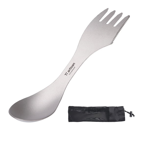 3-in-1 Titanium Spork Camping Spoon Fork Cutter Combo Outdoor Tableware Utensils