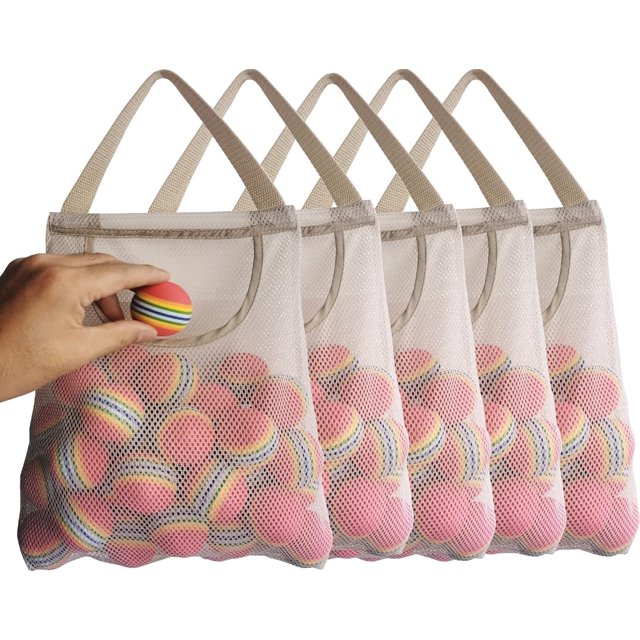 Hanging Mesh Storage Bags 5Pack - Large Reusable Net Produce Bags for Potatoes, Onions, and Garlic