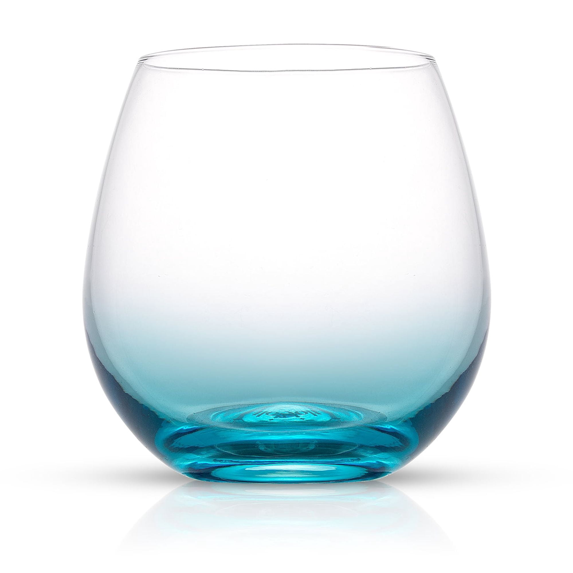 JoyJolt Hue Colored Stemless Wine Glass Set - Large 15 oz Glass Stemless Wine Glasses Set of 6
