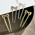 thumbnail image 7 of Bradem French Bow Hair Pins&nbsp;- U Shaped, Black/Silver/Gold Metal, 2 Long Prongs, Large Hairpins for Long Thick Hair, Chignon/Bun Updos, 7 of 7