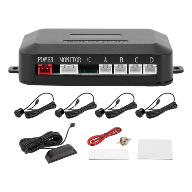 Sistema de radar de reversa para vehículos Unique Bargains con pantalla LED de distancia, sensores de estacionamiento de reversa, detección de distancia, 4 sensores de estacionamiento, color negro