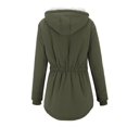 thumbnail image 4 of Women's Winter Thicken Hooded Sherpa Lined Parka Military Anorak Jacket Warm Short Cotton Coats for Women, 4 of 6