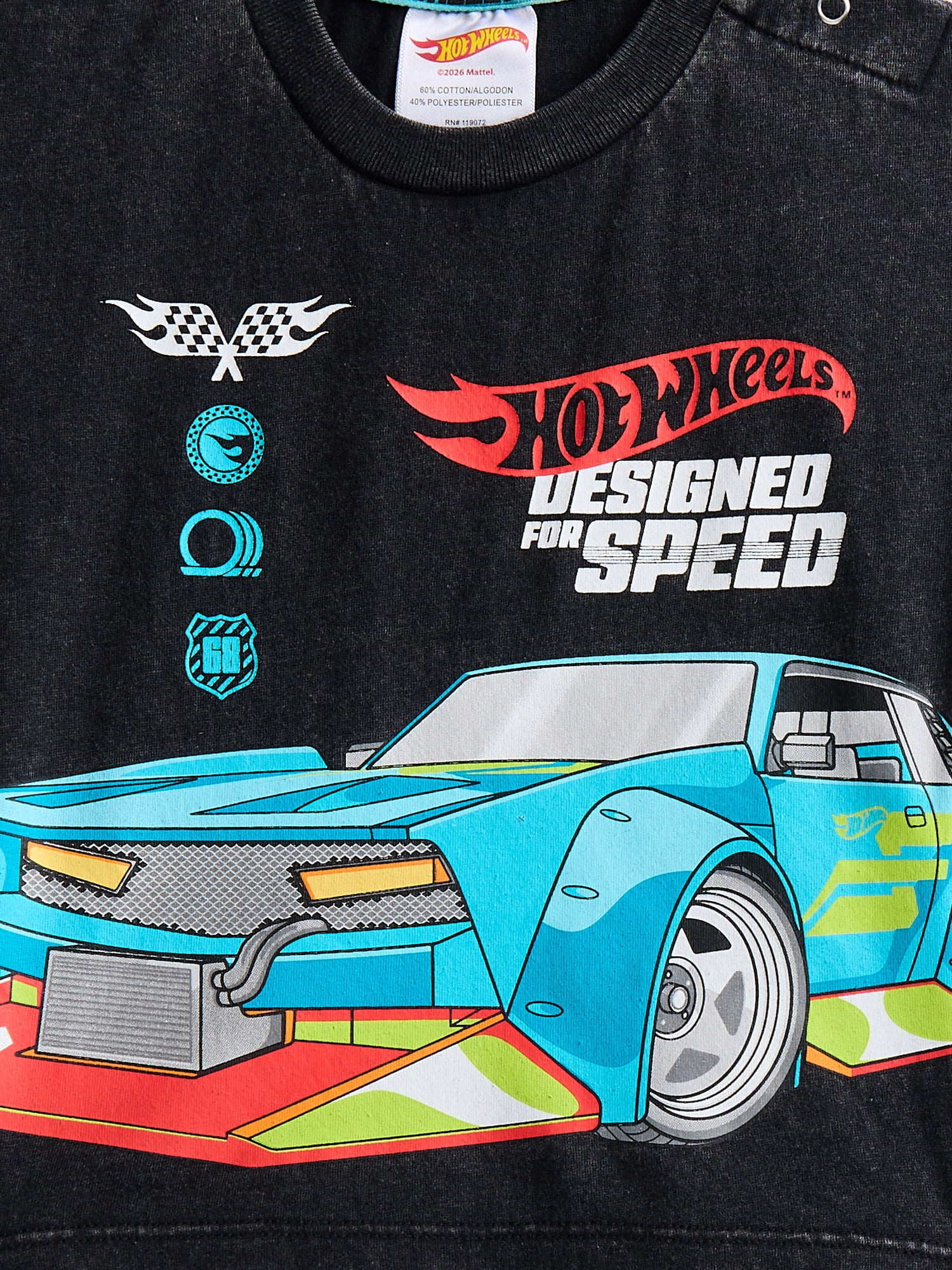 Hot Wheels Baby and Toddler Boy Short Sleeve Graphic Tee and Matching Shorts Set, 2-Piece, Sizes 0/3M-5T