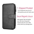 thumbnail image 4 of Wallet Phone Case For Apple iPhone XS Max / iPhone XS / iPhone X, Zipper Detachable Magnetic 8 Card Slots Card Slots Money Pocket Clutch Cover Zipper Wallet Purse Case Wrist Strap -Wine Red, 4 of 8