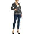 thumbnail image 2 of INSPIRE CHIC Blazers pour Femmes Revers Cranté Manches Longues un Bouton Blazer à Carreaux TP Bleu Foncé, 2 of 6