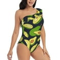 thumbnail image 3 of Gaeub Fresh Avocado Women's One Shoulder Ruffle Tummy Control Swimwear for Swimming Surfing Beach Party - XX-Large, 3 of 8
