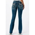 thumbnail image 3 of Grace in LA Women's Feather & Star Embroidered Distressed Bootcut Stretch Jeans (30), 3 of 3