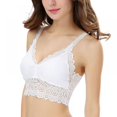 thumbnail image 5 of FANTADOOL Sexy Women Lace Crochet Bralette Bralet Bra Bustier Crop Top Floral Cami Padded Tank Tops bra-White, 5 of 9