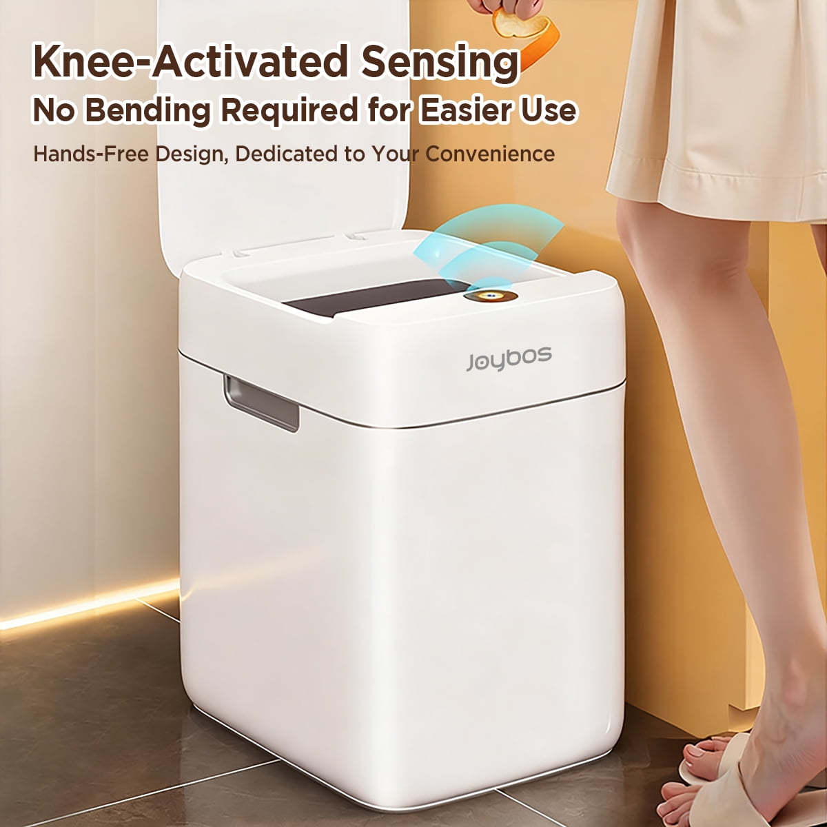 Joybos 8.5L Automatic Garbage Cans, Bathroom Trash Can with Lid, Small Waste Baskets, White
