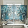 thumbnail image 4 of Sheer Curtains 54 inches Long, Teal Blue Eucalyptus Branch Glass Vase Oil Painting Light Filtering Sheer Window Curtains Rod Pocket Voile Drapes for Bedroom Living Room, 52"W x 54"L 2 Panels, 4 of 7