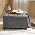 thumbnail image 3 of CQSXDA Multi-Functional Square Tufted  Storage Ottoman With Nailhead Trim For Small Spaces Living Room Accent Furniture, Light Gray, 3 of 12