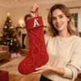 thumbnail image 6 of Christmas Stockings with Initials Letter Knit Xmas Stocking for Family Xmas Holiday Party Gifts Decors for Fireplace M Red 18 In, 6 of 7