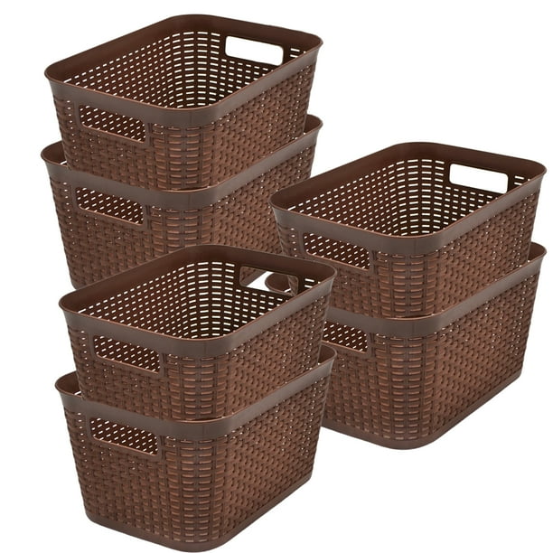 Set de 6 Canastas Organizadoras IPP Tipo Rattan Café