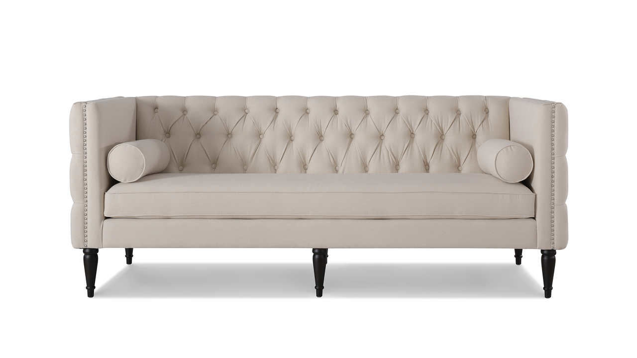 Jennifer Taylor Home Diane Button Tufted Tuxedo Sofa, Sky Neutral