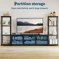 thumbnail image 4 of EDTara Entertainment Center With 6 Fabric Drawers, Industrial Tv Stand Featuring Two 4-Tier Storage Shelving Units, 4 of 8
