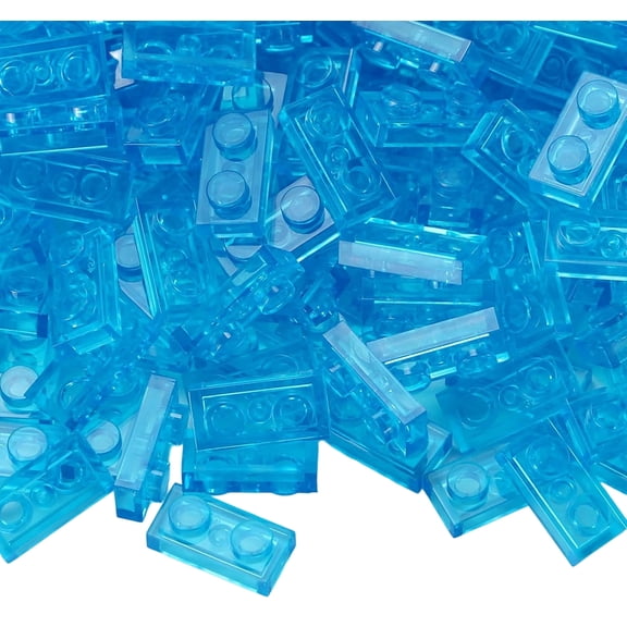 Basic Parts 450 Pieces Plate 1x2 Transparent Medium Blue Building Creative Play Blocks Set Toy Classic Compatible with 3023 Major Base Brands Accessories