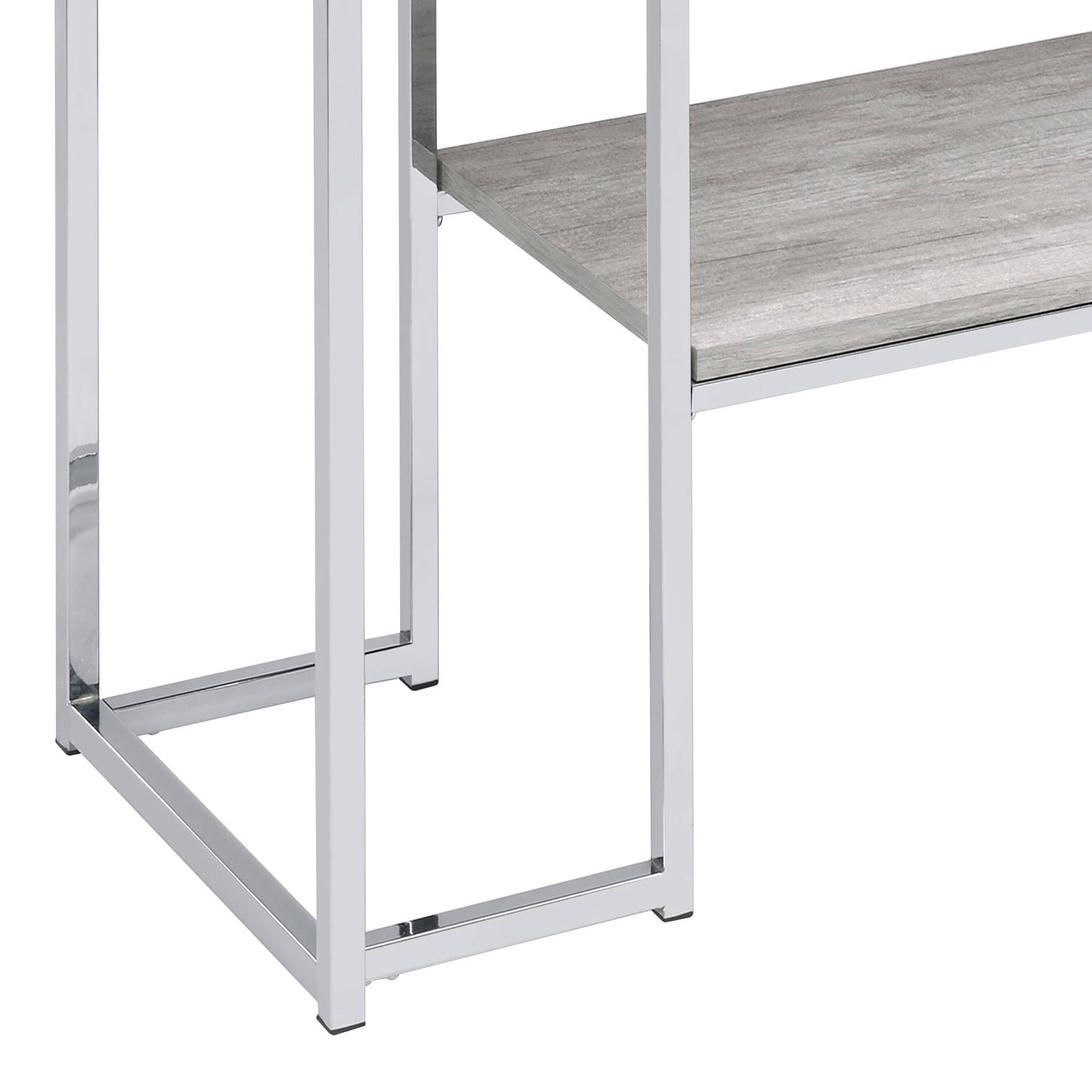 47.5'' Natural Oak and Chrome Sofa Entryway Console Table