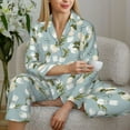 thumbnail image 6 of Yiaed Tulips Flowers Print Pajamas Women's Long Sleeve Sleepwear Soft Button Down Loungewear Pjs Lounge Set Nightwear Womens Pajama Pants-Large, 6 of 7