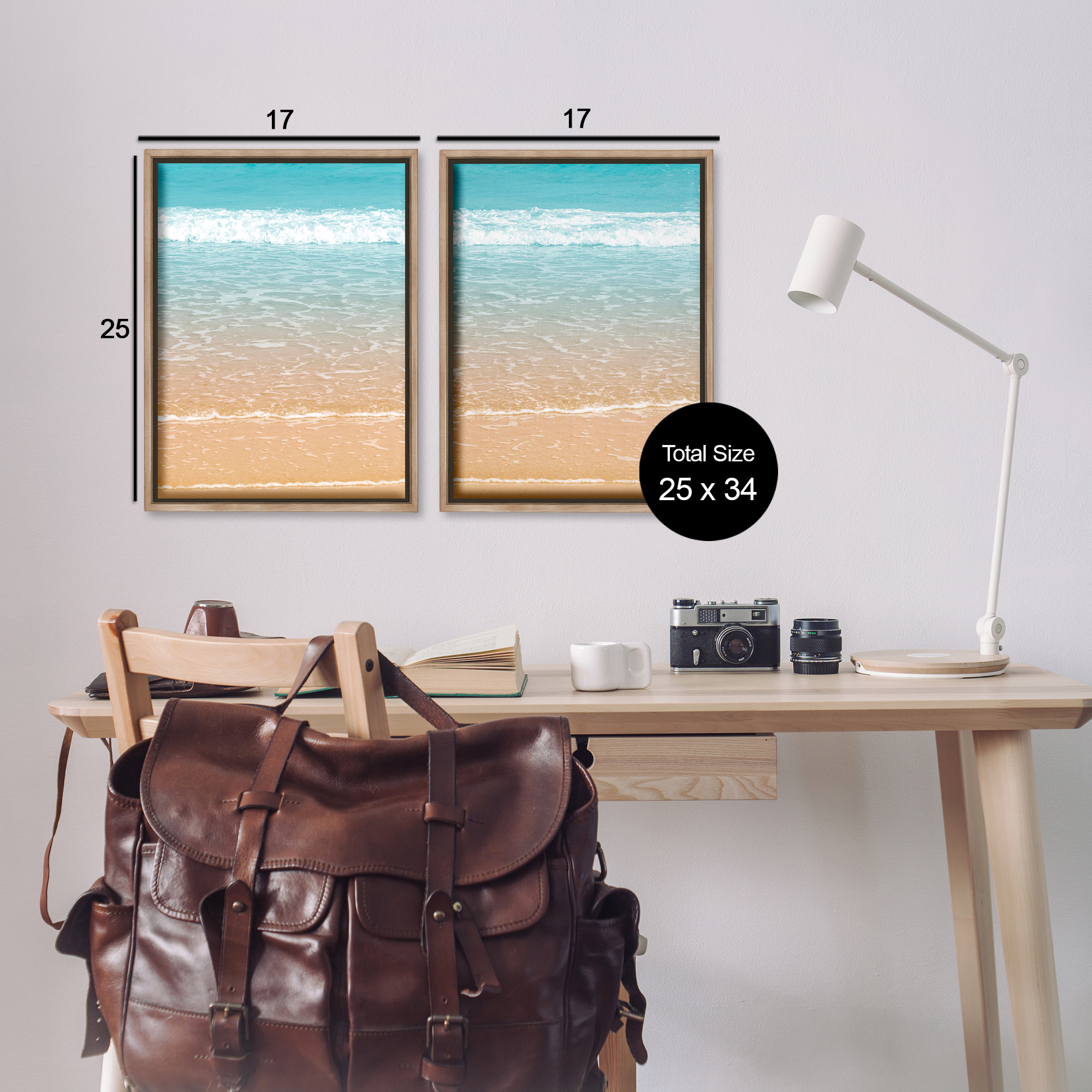 Stupell Industries Vivid Calming Beach Views Nautical & Beach Photography Brown Floater Framed Canvas Art Print Wall Art, 17 x 25, Set of 2