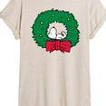 thumbnail image 3 of Peanuts - Snoopy Christmas Wreath - Women's Oversized Graphic T-Shirt, 3 of 6
