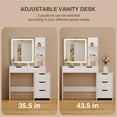 thumbnail image 6 of Vanity Set with Square Mirror and 3 Colors Adjustabe Lights, Aiho Makeup Vanity Desk with Chair & 5 Drawers & 3 Shelves, Best Gifts for Bedroom, Closet Room,White, 6 of 8