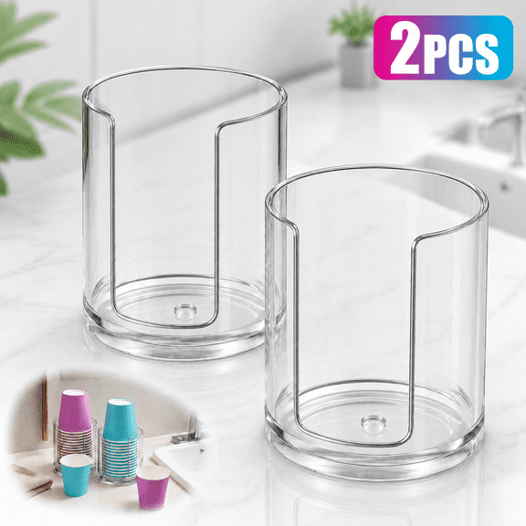Emlimny Bathroom Cup Dispenser, 2 Pack Mouthwash Cups Holder, Small Disposable Paper Cup Holders for Rinsing Cups On Bathroom Vanity Countertops