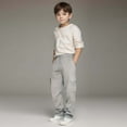 thumbnail image 4 of ZOYOEN Boys Cargo Sweatpants with Pockets- Baggy Drawstring Casual Wide Leg Pants Gray Size 8, 4 of 4
