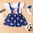 thumbnail image 6 of Ulitacool Girl'S 4Th Of July Clothes Patriotic Outfit Sleeveless Shorts Independence Day Star Print Tees Dress With And Adjustable Straps Fashion Clothing 12-24 Months White, 6 of 8