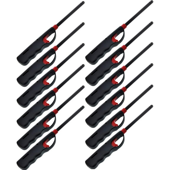 12 Pack - Multipurpose Refillable Lighters - Utility Kitchen Barbecue Butane Stove Kitchen Fireplace BBQ Grill Camping Lighter - Click n Flame