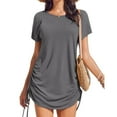 thumbnail image 1 of Ovzne Robes Grande Taille pour Femmes Rondes Robe Femme Couleur Unie à Capuche Décontractée Ample Chemise de Plage avec Cordon Robe d'Été Liquidation, 1 of 7