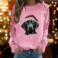 thumbnail image 2 of Fiaer Women Christmas Sweatshirts Plus Size Baggy Xmas Tops Dog Printed Fashion Long Sleeve Crew Neck Comfy Holiday Pullover Pink XXL, 2 of 5