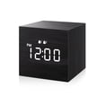 thumbnail image 1 of Reloj despertador JALL digital LED con pantalla de hora, madera negra, 1 of 7