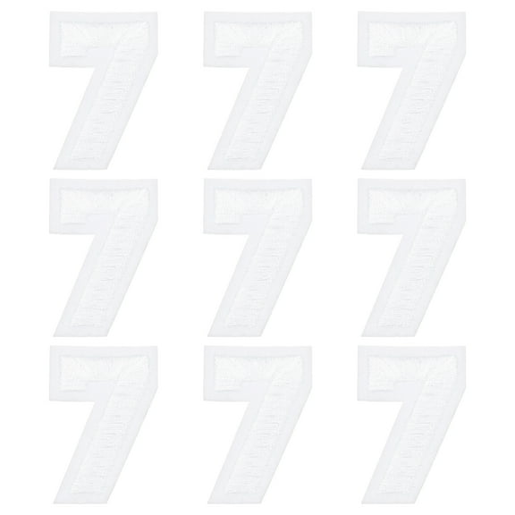 Uxcell Iron on Number Patches 2" Number 7 Embroidered Patch (White, Pack of 9)