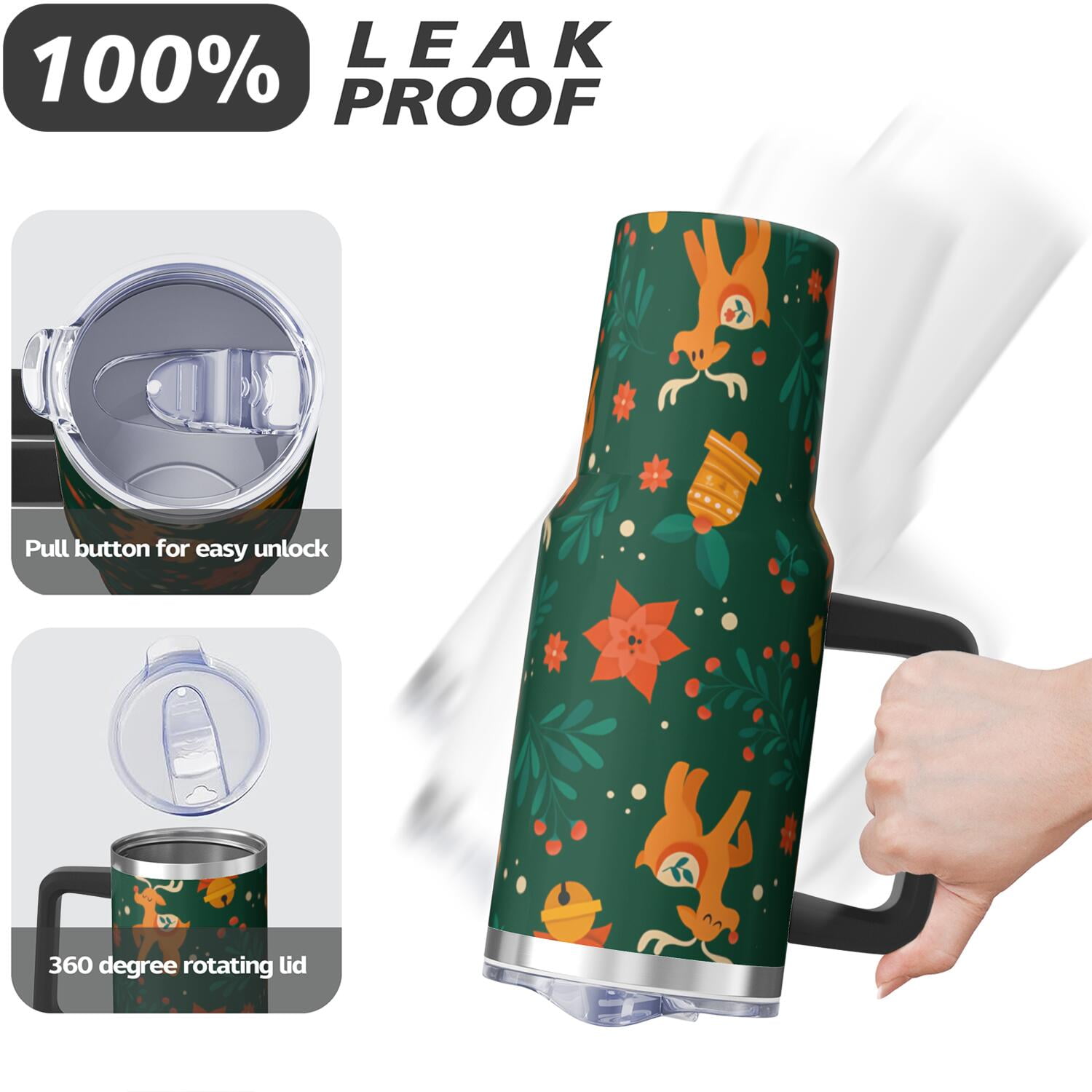 1pc 40 oz Christmas Tumbler with Lid and Straw Stainless steel Insulated tumblers Cute water bottle Travel/Gym coffee tumbler Gifts for Women/men