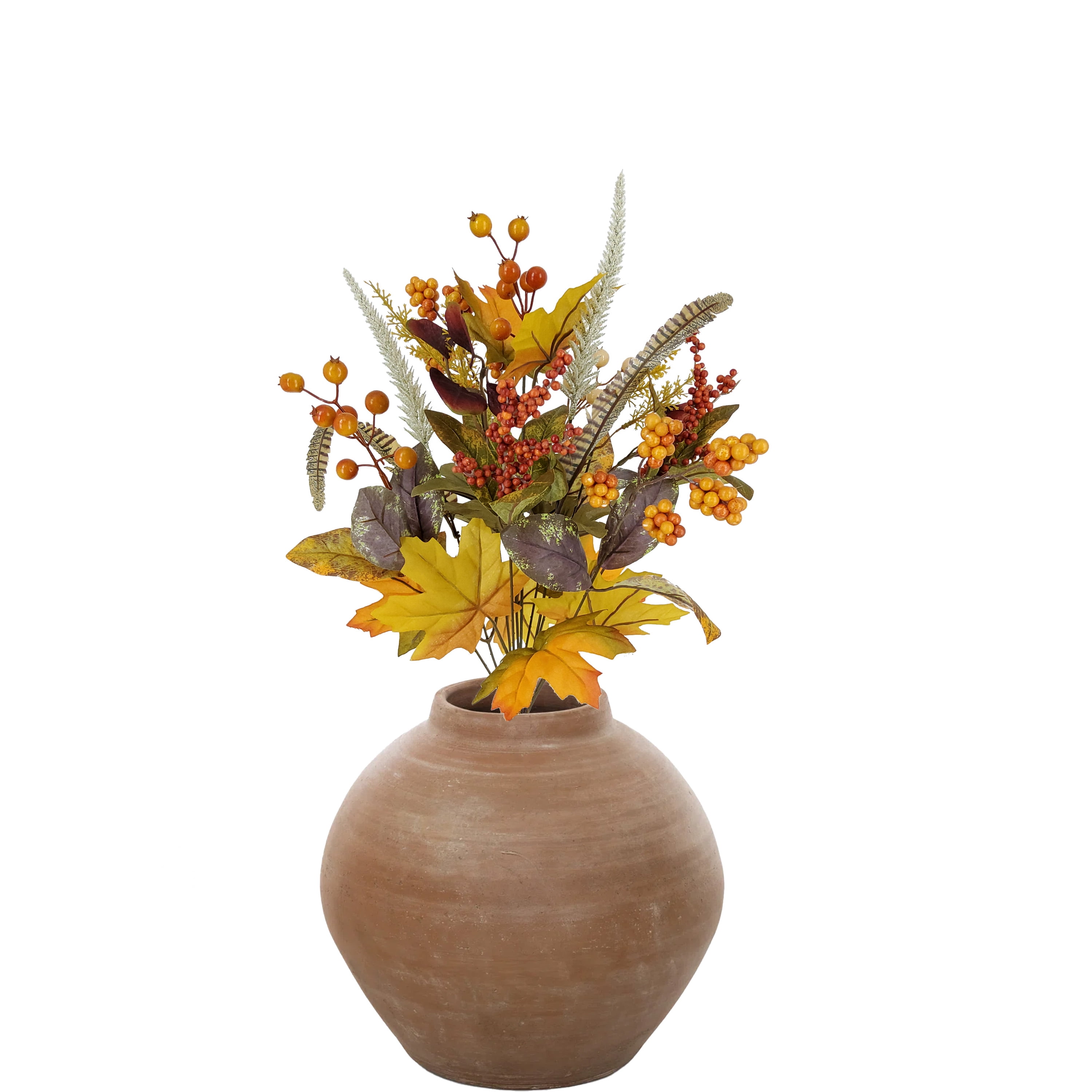 Mainstays 21 in Indoor Orange Artificial Berry and Leaves Bouquet