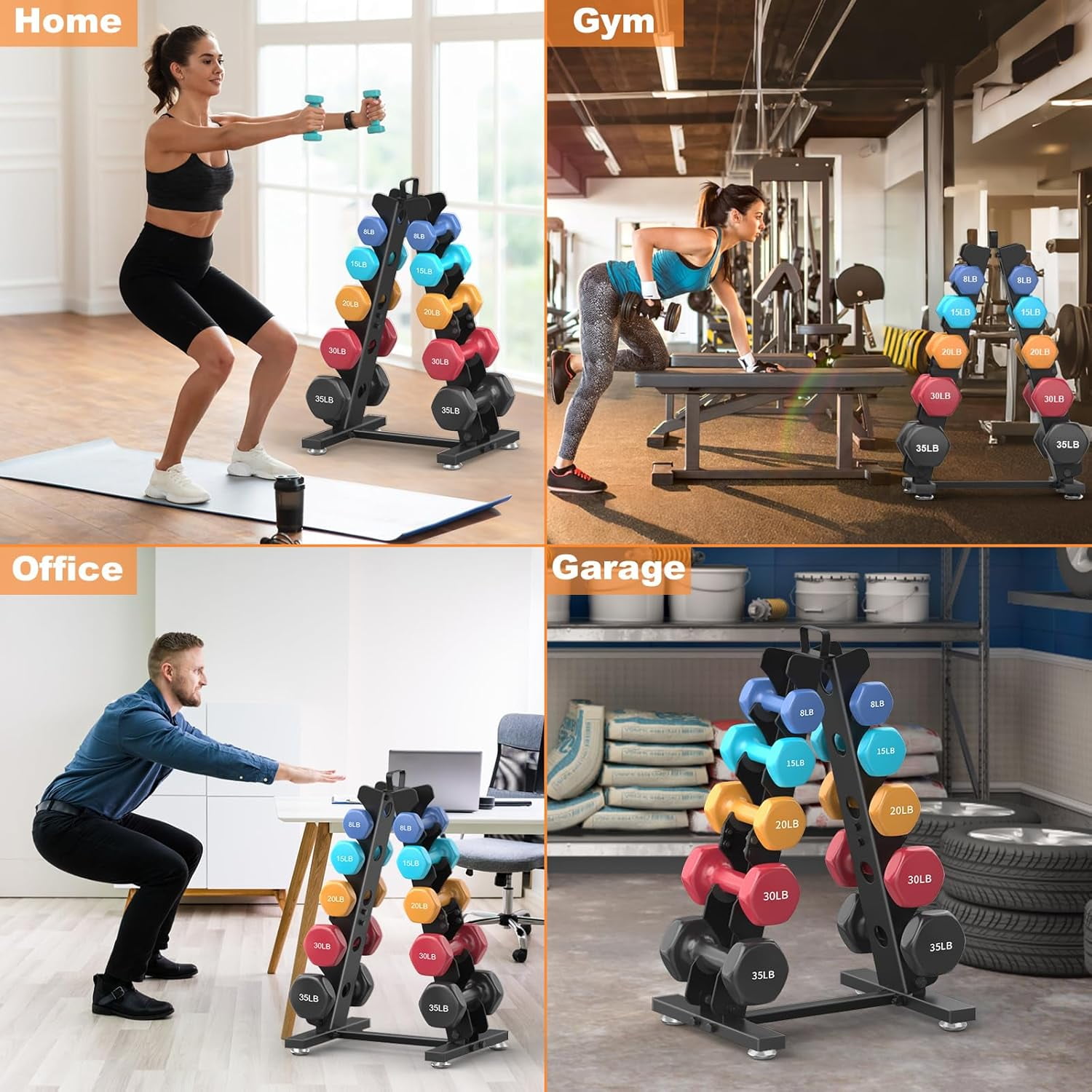 A-Frame Dumbbell Storage Rack Stand Holder for Home Gym with Handle