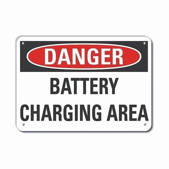 Lyle Battery Chargin Danger Sign,10x14in,Alum LCU4-0440-NA_14X10