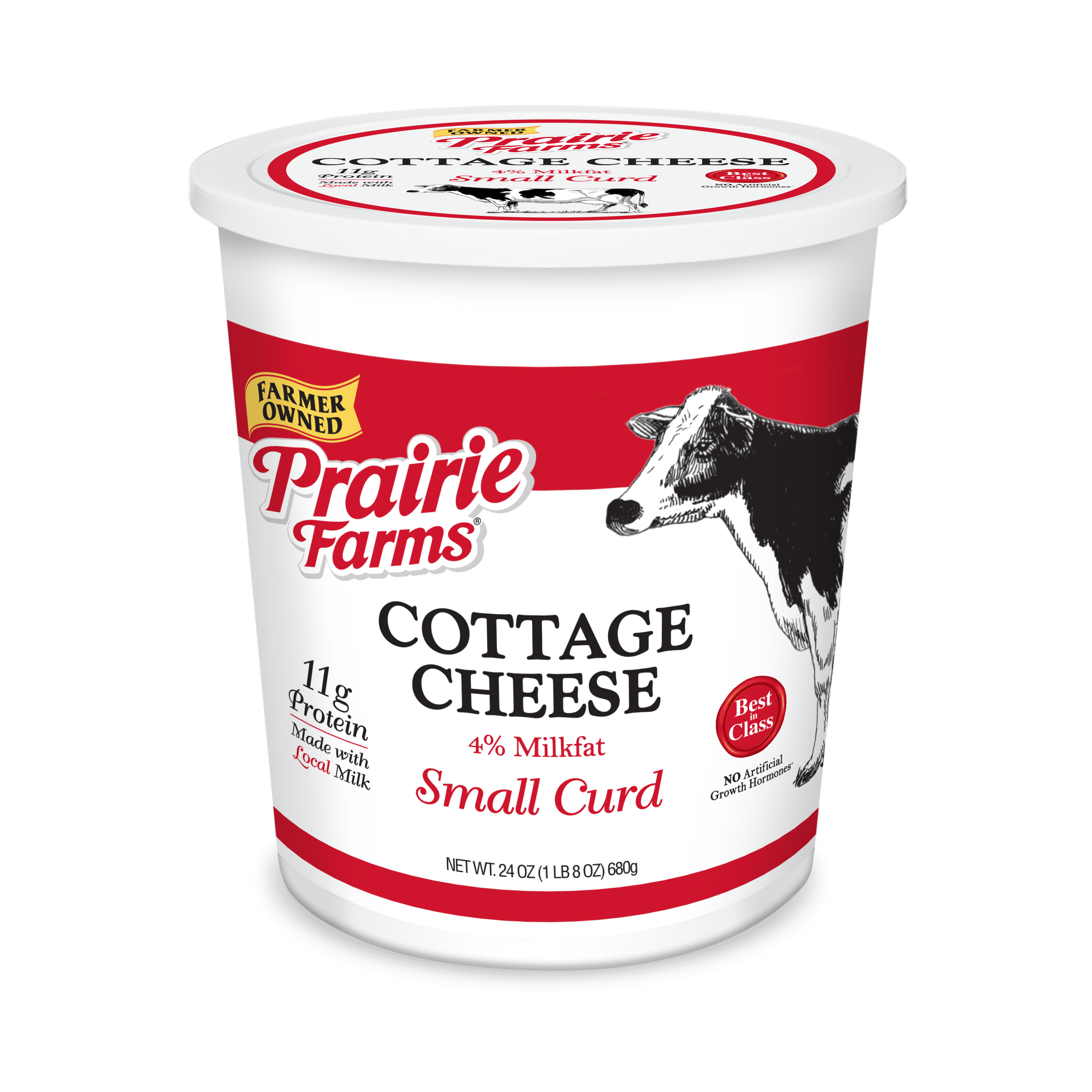Prairie Farms 4% Small Curd Cottage Cheese, 24 oz Tub