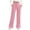 Pink, variant on WTOBBY Women's Thin Wide Leg Pants with High Waist, Casual Work Pants with Flowy Design and Back Pockets, Comfortable Trousers for Women, Ideal for Office and Casual Wear,Black L