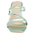 thumbnail image 4 of YDN Women's Strappy Square Open Toe Slide Sandals Slip On Block Mid Heels Mules Slippers Daily Dressy Party Shoes Size 7 Green, 4 of 4