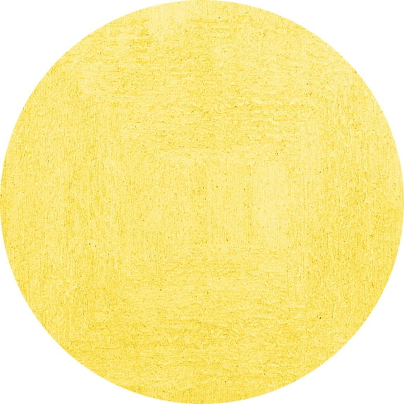Ahgly Company Indoor Round Solid Yellow Modern Area Rugs, 5' Round