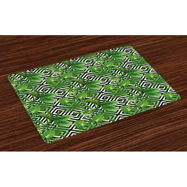Banana Leaf Placemats Set of 4 Coconut Palm Tree on Modern Abstract