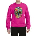 thumbnail image 2 of Wild Bobby Dean Russo Colorful Sugar Skull Streetwear Unisex Crewneck Graphic Sweatshirt, Fuschia, X-Large, 2 of 5