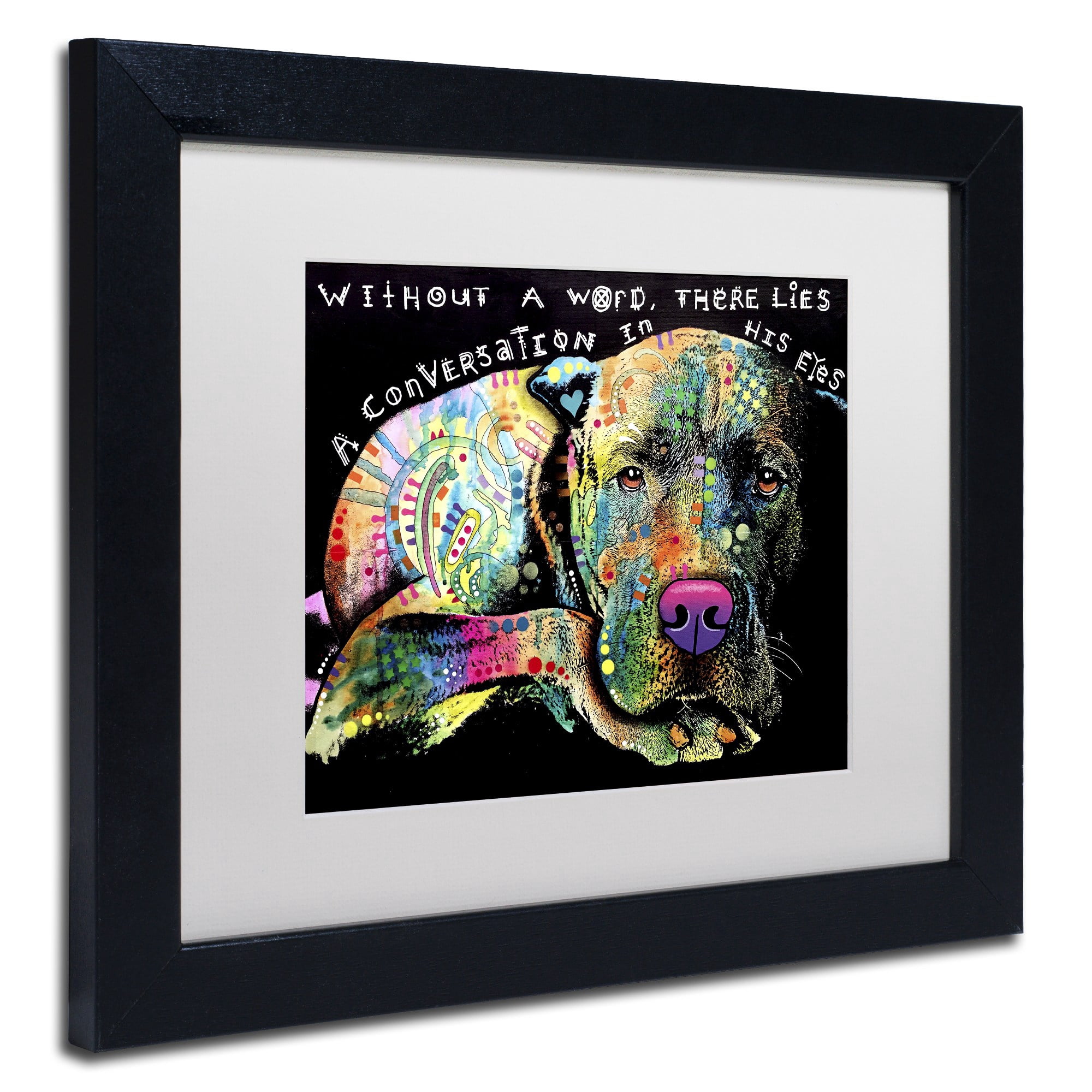 Trademark Fine Art 'Without a Word' Canvas Art by Dean Russo, White Matte, Black Frame