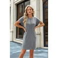 thumbnail image 5 of Womens Summer T Shirt Dress Casual Cap Sleeve Crewneck Loose Shift Mini Dresses Light Gray XL, 5 of 9