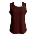 thumbnail image 5 of Bainana Women T Shirt Solid Color Sleeveless Crew Neck Basic Tee Comfortable Loose Fit Female Street Casual Wear Tops Clothes Size S, 5 of 6