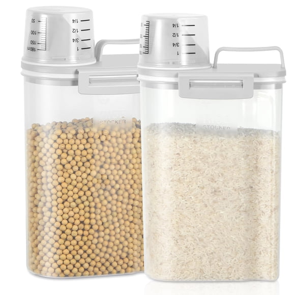 Recipiente de almacenamiento de arroz TBmax, paquete de 2 con taza medidora de 4 litros