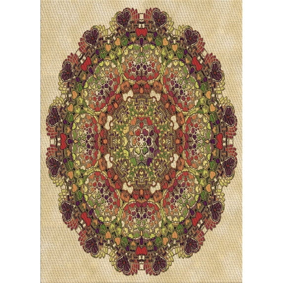 Ahgly Company Machine Washable Indoor Rectangle Transitional Yellow Area Rugs, 3' x 5'