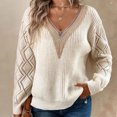 thumbnail image 1 of Suéter Suéter de punto para mujer, Top informal con encaje acanalado, Tops elegantes y cómodos Ygjytge Blanco T M para Mujer, 1 of 6